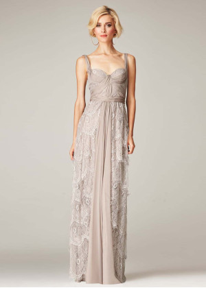 Lace Chiffon Straps Long Prom Dress